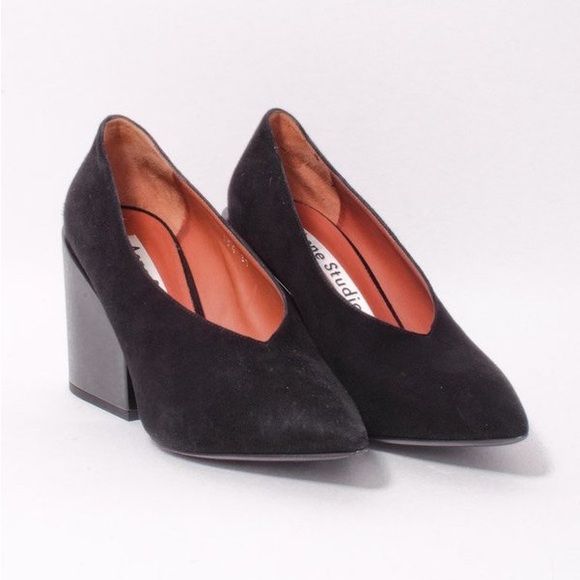 Acne Studios Shoes - Acne Black ALVARA Suede Block Heels